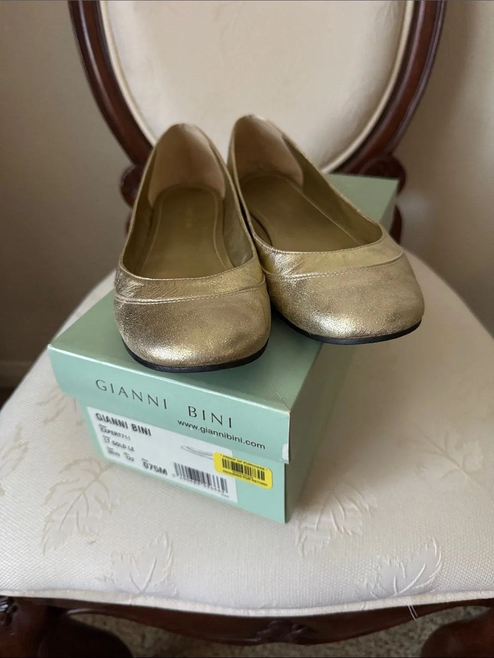 Gianni Bini Gold Leather Ballet Flats